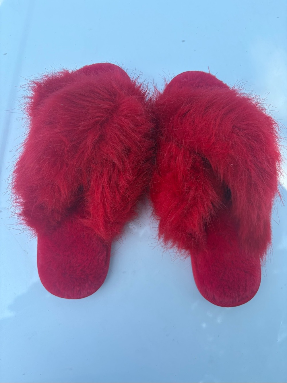 Fenty x savage  Red Furry Slide Women's Slippers - Plush Comfort